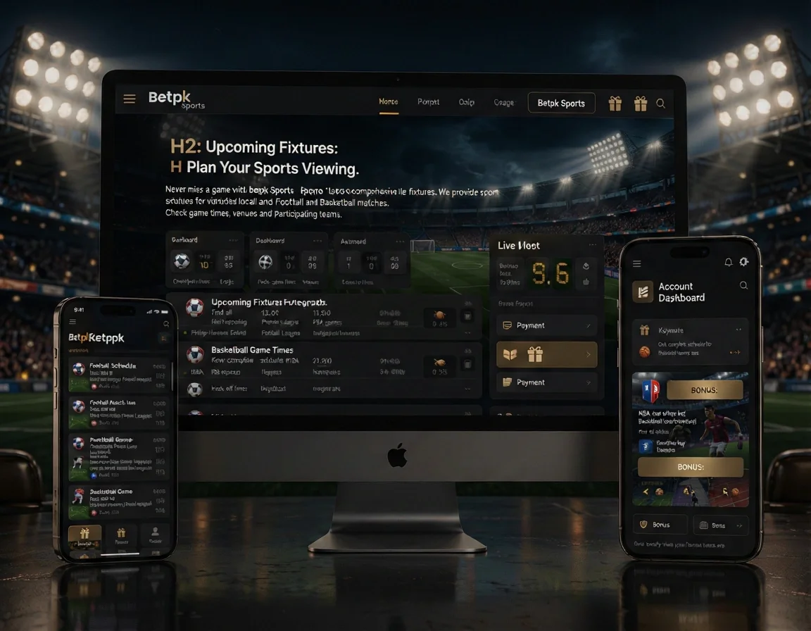 BETPK Page: Betpk Sports. Keyword: Betpk Sports. H2: Upcoming Fixtures: Plan Your Sports Viewing. Paragraph: Never miss a game with betpk Sports' comprehensive list of upcoming fixtures. We provide schedules for various sports, including local and international Football and Basketball matches. Check game times, venues, and participating teams so. List items: Football Match Schedule: Find all the upcoming Football matches, including the Philippine Premier League and major international leagues. Details include kick-off times and broadcast information., Basketball Game Times: Get the complete schedule for PBA games, NBA, and other key Basketball tournaments. Know exactly when your favorite teams are